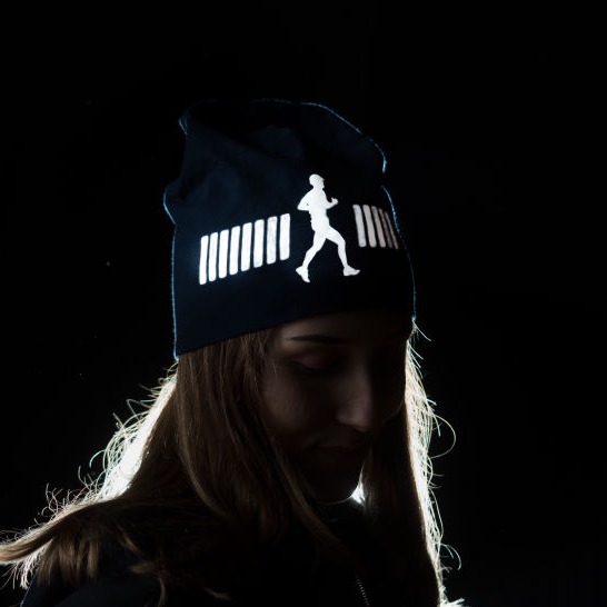Example of reflective printing on beanie