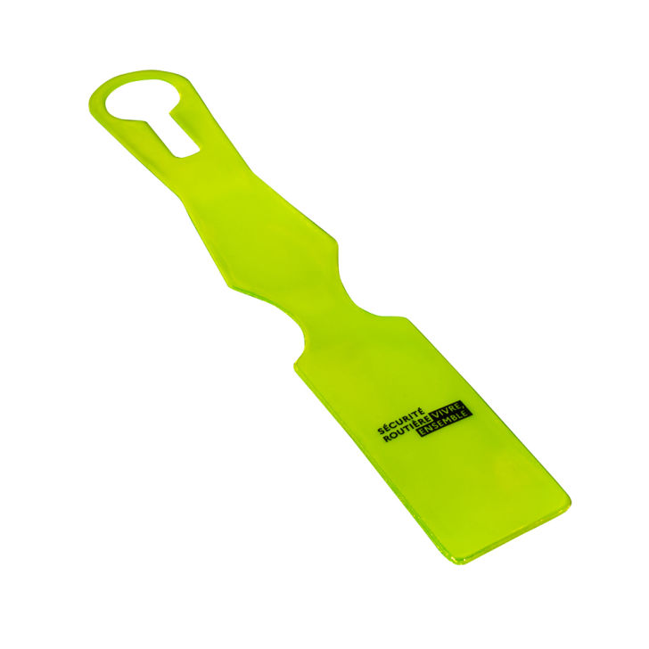 Yellow reflective luggage tag with logo